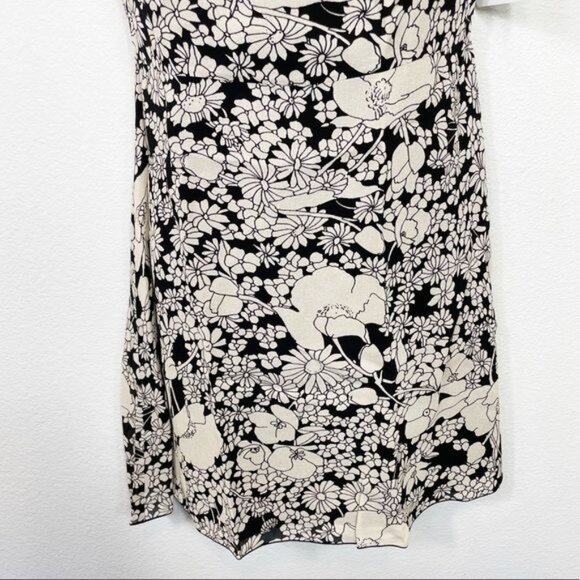 Saint Laurent Paris Silk Black White Floral Cap Sleeve Shift Dress Size 36 Small - Picture 5 of 10